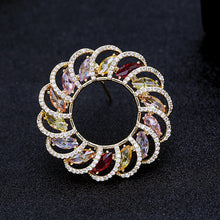 Load image into Gallery viewer, Jewelblings Designer Opens Circlet Round Shaped Multi Color Stones Brooch Pin Floral Pattern Jewelry
