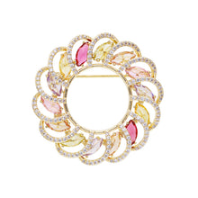 Load image into Gallery viewer, Jewelblings Designer Opens Circlet Round Shaped Multi Color Stones Brooch Pin Floral Pattern Jewelry
