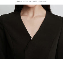 Load image into Gallery viewer, Jewelblings Delicate Two-Tone Metal Work and Pave Clear CZ Mini Leaf Pin Collar Lapel Pin Bean Sprouts Jewelry
