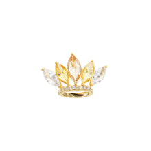 Load image into Gallery viewer, Jewelblings Fabulous Gold Tone Marquise Shaped Fringe Yellow Crown Lapel Pin Costume Accessory
