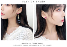 Load image into Gallery viewer, Jewelblings Chic Fashion Long Colored Linear Heart Drop Asymmetry Earrings for Date Dinner Jewelry
