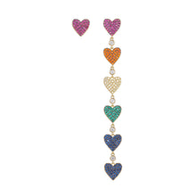 Load image into Gallery viewer, Jewelblings Chic Fashion Long Colored Linear Heart Drop Asymmetry Earrings for Date Dinner Jewelry
