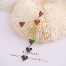 Load image into Gallery viewer, Jewelblings Chic Fashion Long Colored Linear Heart Drop Asymmetry Earrings for Date Dinner Jewelry
