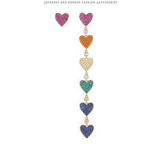 Load image into Gallery viewer, Jewelblings Chic Fashion Long Colored Linear Heart Drop Asymmetry Earrings for Date Dinner Jewelry
