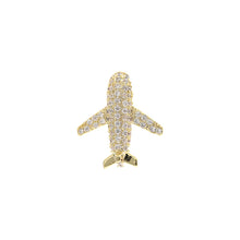 Load image into Gallery viewer, Jewelblings Cute Fashion Full Micro Pave Clear CZ Golden Mini Plane Pin Blouse Collar Lapel Safety Airplane Pin for Unisex Jewelry
