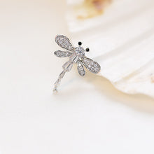 Load image into Gallery viewer, Jewelblings Fashion Concise Style Black Eyes Clear CZ Dragonfly Collar Pin Lapel Pin Insect Jewelry
