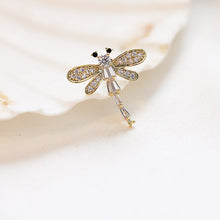 Load image into Gallery viewer, Jewelblings Fashion Concise Style Black Eyes Clear CZ Dragonfly Collar Pin Lapel Pin Insect Jewelry

