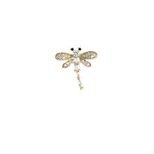 Load image into Gallery viewer, Jewelblings Fashion Concise Style Black Eyes Clear CZ Dragonfly Collar Pin Lapel Pin Insect Jewelry
