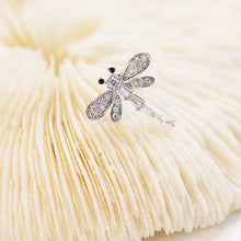 Load image into Gallery viewer, Jewelblings Fashion Concise Style Black Eyes Clear CZ Dragonfly Collar Pin Lapel Pin Insect Jewelry
