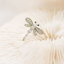 Load image into Gallery viewer, Jewelblings Fashion Concise Style Black Eyes Clear CZ Dragonfly Collar Pin Lapel Pin Insect Jewelry
