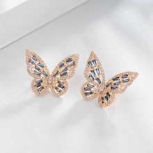 Load image into Gallery viewer, Jewelblings Vivid Opens Baguette Cut CZ Pink Butterfly Stud Earrings

