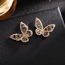 Load image into Gallery viewer, Jewelblings Vivid Opens Baguette Cut CZ Pink Butterfly Stud Earrings
