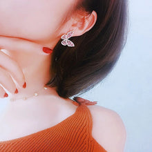 Load image into Gallery viewer, Jewelblings Vivid Opens Baguette Cut CZ Pink Butterfly Stud Earrings
