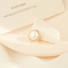 Load image into Gallery viewer, Jewelblings Elegant Clear CZ Surrounded Round Shaped Domed White Pearl Lapel Pin Collar Pin for Women V Neck
