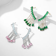 Load image into Gallery viewer, Jewelblings Modern Fashion Pear Stone Accent Ear Cuff and Pierced Tassel Earrings
