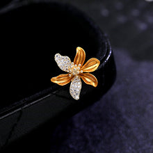 Load image into Gallery viewer, Jewelblings Stunning Two Tone Blue Orange Pink Enamel Small Orchid Flower Lapel Pin Collar Pin Broaches Jewelry
