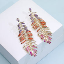Load image into Gallery viewer, Jewelblings Gorgeous Designer Long Statement Colorful Feather Drop Earrings Cocktail Party Jewelry
