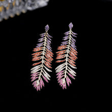 Load image into Gallery viewer, Jewelblings Gorgeous Designer Long Statement Colorful Feather Drop Earrings Cocktail Party Jewelry
