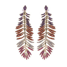 Load image into Gallery viewer, Jewelblings Gorgeous Designer Long Statement Colorful Feather Drop Earrings Cocktail Party Jewelry

