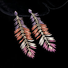 Load image into Gallery viewer, Jewelblings Gorgeous Designer Long Statement Colorful Feather Drop Earrings Cocktail Party Jewelry
