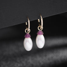 Load image into Gallery viewer, Jewelblings Frenchy Vintage Golden Clip Long Oval Shaped Mother of Pearl Drop Earrings Elegant Jewelry
