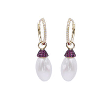 Load image into Gallery viewer, Jewelblings Frenchy Vintage Golden Clip Long Oval Shaped Mother of Pearl Drop Earrings Elegant Jewelry
