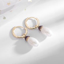 Load image into Gallery viewer, Jewelblings Frenchy Vintage Golden Clip Long Oval Shaped Mother of Pearl Drop Earrings Elegant Jewelry
