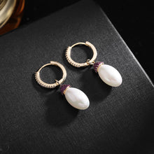 Load image into Gallery viewer, Jewelblings Frenchy Vintage Golden Clip Long Oval Shaped Mother of Pearl Drop Earrings Elegant Jewelry
