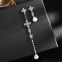 Load image into Gallery viewer, Jewelblings Modern Vintage Maltese Cross Star Pearl Short and Extra Long Earrings Asymmetry Jewelry
