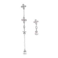 Load image into Gallery viewer, Jewelblings Modern Vintage Maltese Cross Star Pearl Short and Extra Long Earrings Asymmetry Jewelry
