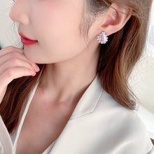 Load image into Gallery viewer, Jewelblings Classic Sparkling Trio Halo Pear Cut Yellow Pink Clear Lake Blue Stud Earrings for Small Party Accessory
