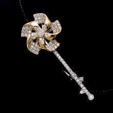 Load image into Gallery viewer, Jewelblings Stunning Silver Tone Moving Blades Gold and Clear White Windmill Brooch Pin Art Deco Costume Jewelry
