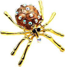 Load image into Gallery viewer, Jewelblings Spooky Season AB Accent Brown Enamel Spider Brooches and Pins Halloween Witch Accessory
