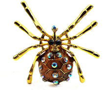 Load image into Gallery viewer, Jewelblings Spooky Season AB Accent Brown Enamel Spider Brooches and Pins Halloween Witch Accessory
