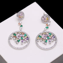 Load image into Gallery viewer, Jewelblings Designer Open Multi Color Stones Round Drop Earrings Prom Formal Affairs Geometrical Jewelry
