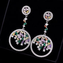 Load image into Gallery viewer, Jewelblings Designer Open Multi Color Stones Round Drop Earrings Prom Formal Affairs Geometrical Jewelry
