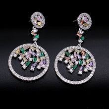 Load image into Gallery viewer, Jewelblings Designer Open Multi Color Stones Round Drop Earrings Prom Formal Affairs Geometrical Jewelry
