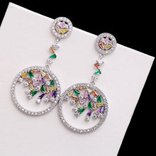 Load image into Gallery viewer, Jewelblings Designer Open Multi Color Stones Round Drop Earrings Prom Formal Affairs Geometrical Jewelry
