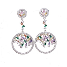 Load image into Gallery viewer, Jewelblings Designer Open Multi Color Stones Round Drop Earrings Prom Formal Affairs Geometrical Jewelry
