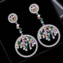 Load image into Gallery viewer, Jewelblings Designer Open Multi Color Stones Round Drop Earrings Prom Formal Affairs Geometrical Jewelry

