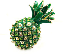 Load image into Gallery viewer, Jewelblings Gorgeous Crystal and Enamel Green Pineapple Pin Brooch
