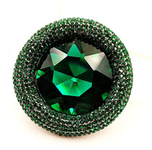 Load image into Gallery viewer, Jewelblings  Fairy Tale Inspiration Wide Pave Wicked Green Stone Brooch Pin Witch Costume Jewelry
