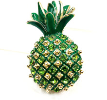 Load image into Gallery viewer, Jewelblings Gorgeous Crystal and Enamel Green Pineapple Pin Brooch
