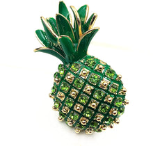 Load image into Gallery viewer, Jewelblings Gorgeous Crystal and Enamel Green Pineapple Pin Brooch
