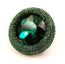 Load image into Gallery viewer, Jewelblings  Fairy Tale Inspiration Wide Pave Wicked Green Stone Brooch Pin Witch Costume Jewelry
