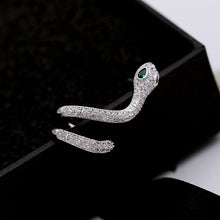 Load image into Gallery viewer, Jewelblings Antique Stylish Gold Tone Coiled Green Eyed Snake Earcuff Earrings Clip on Snake Punk Jewelry
