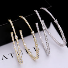 Load image into Gallery viewer, Jewelblings Chic Fashion Statement Full Micro Pave CZ Oval Shaped Earrings Geometrical Jewelry

