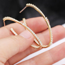 Load image into Gallery viewer, Jewelblings Chic Fashion Statement Full Micro Pave CZ Oval Shaped Earrings Geometrical Jewelry
