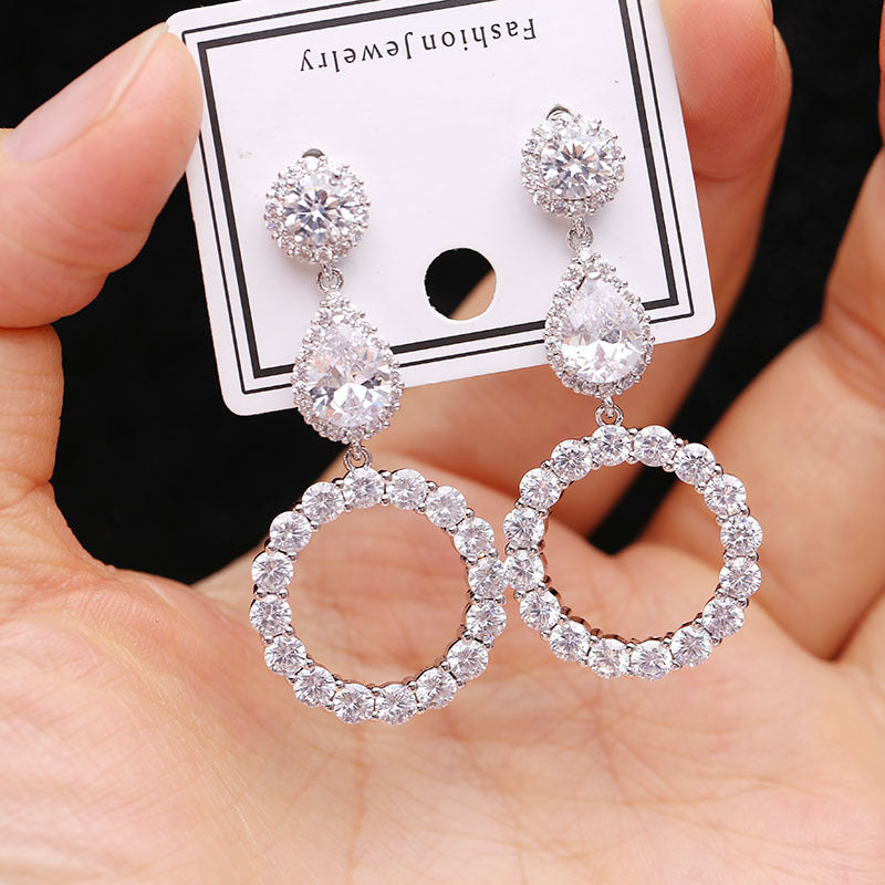 Jewelblings Chic Fashion Long Green Round Pear and Circlet Round Drop Earrings for Women Party Accessory