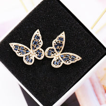 Load image into Gallery viewer, Jewelblings Vivid Opens Baguette Cut CZ Pink Butterfly Stud Earrings
